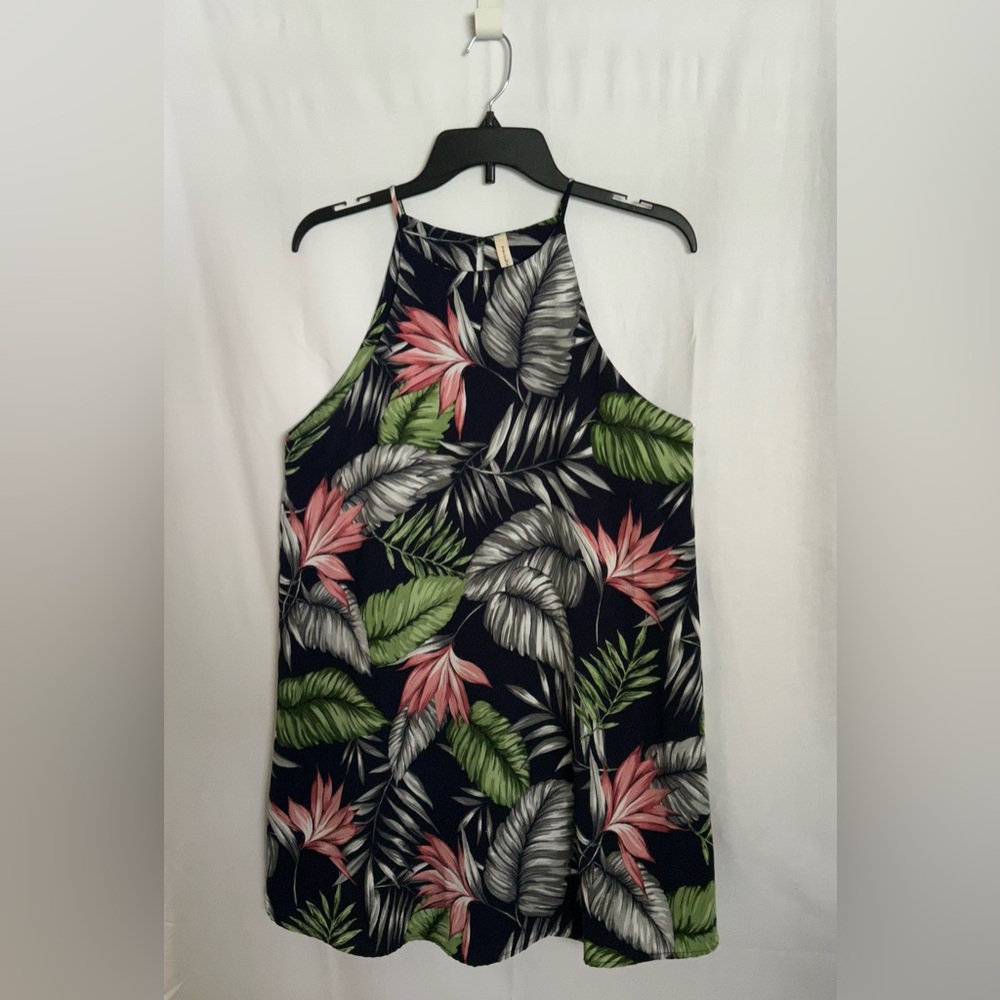 Tyche - Tropical Floral Dress - Navy, Pink, Green